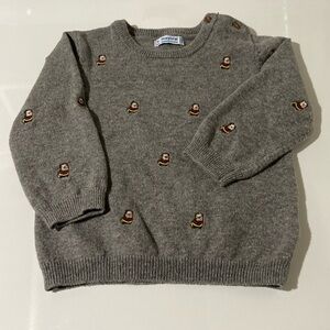 Mayoral Gray Cotton Wool Blend Crewneck Pug Sweater Infant Size 9 Months